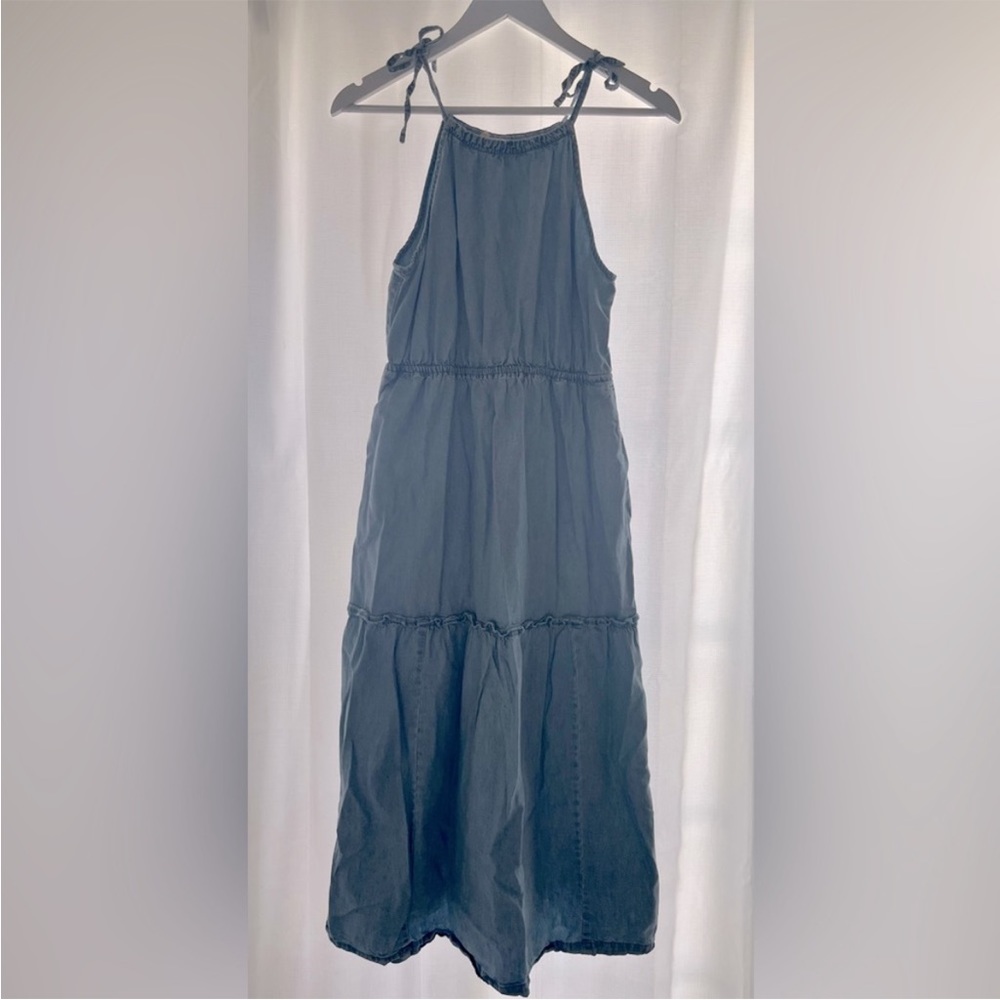 Madewell Chambray Tie Halter MIDI Dress size 6